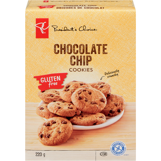 President's Choice Gluten Free Cookies, Chocolate Chip 220 g, $2.27/100g