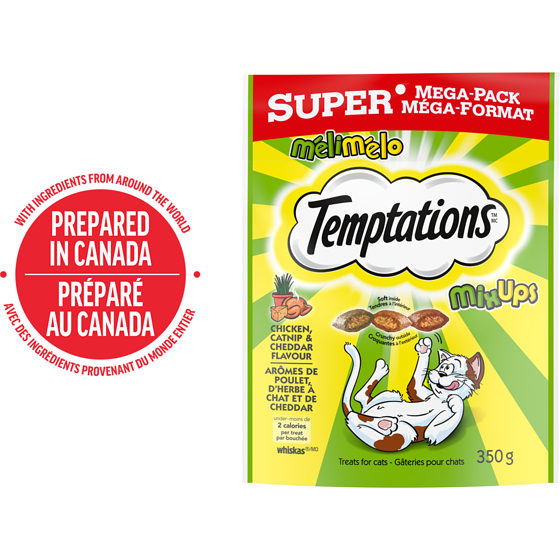 Temptations Mix-Ups Chicken, Catnip & Cheddar Flavour Adult Cat Treats 350 g, $2.14/100g