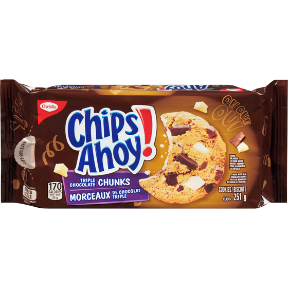 Christie Chips Ahoy! Biscuits aux pépites de chocolat triple, paquet refermable 251 g, 1,49 $/100g