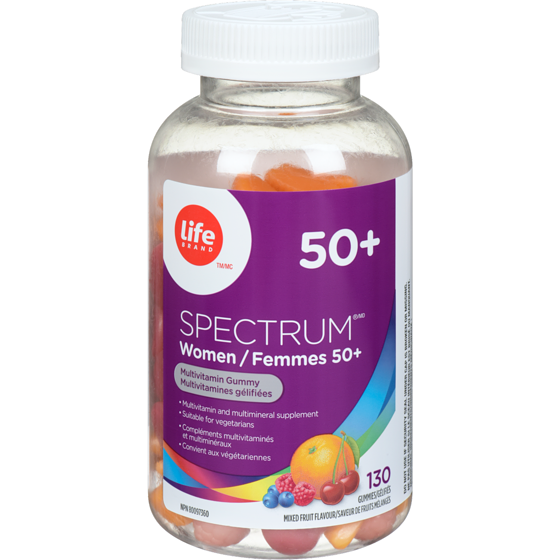 Life Spectrum multivitamines gélifiées pour les femmes de 50 ans et plus, saveur de fruits mélangés, 130 gélifiés 130 ea, 0,12 $/1ch