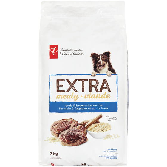 le Choix du Président Extra Viande nourriture sèche pour chiens adultes, recette au d'agneau et riz brun 7 kg, 0,39 $/100g
