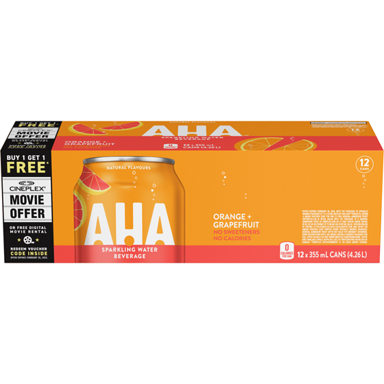 AHA Aha Orange + Grapefruit Fridge Pack Cans 12x355.0 ml, $0.20/100ml