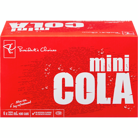 President's Choice Mini Cola 6 Pack 222 ml, $0.34/100ml
