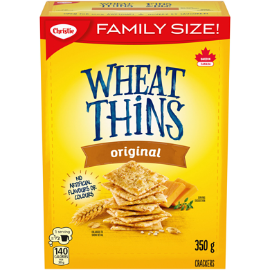 Christie Wheat Thins Original Crackers, Family Size 350 g, $1.14/100g