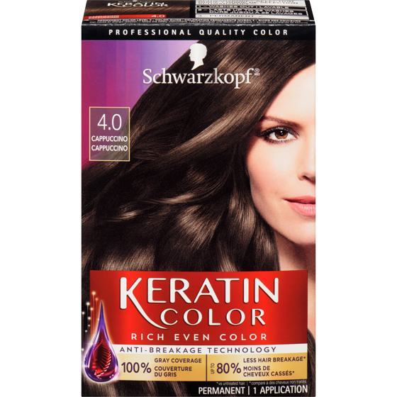 Schwarzkopf Keratin Color Permanent Hair Color Cream, 4.0 Cappuccino 60 ml, $24.98/100ml