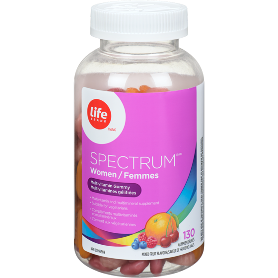 Life Spectrum multivitamines gélifiées pour femmes, saveur de fruits mélangés, 130 gélifiés 130 ea, 0,12 $/1ch