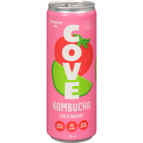 COVE Organic Lime Strawberry Kombucha 355 ml, $0.99/100ml