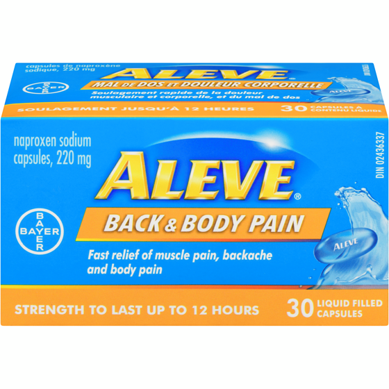 Aleve Back and Body Pain Relief Liquid Gels, Up to 12 Hour Relief 30 ea, $0.42/1ea