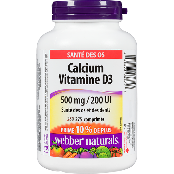 Webber Naturals Calcium Vitamin D3 500 mg/200 IU 275 ea, $0.05/1ea