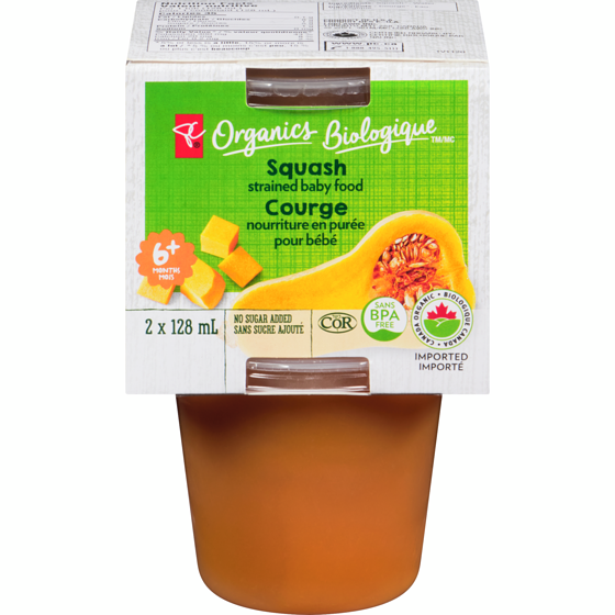 PC Organics Squash Strained Baby Food PC.ca