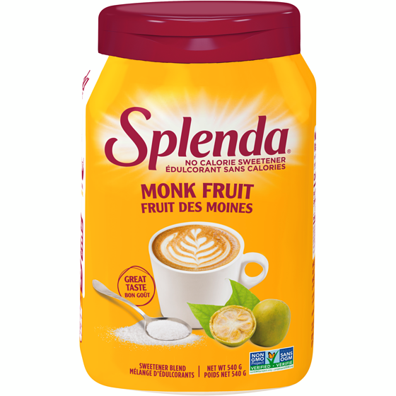 Splenda No Calorie Granulated Monk Fruit Sweetener Jar 540 g, $2.22/100g