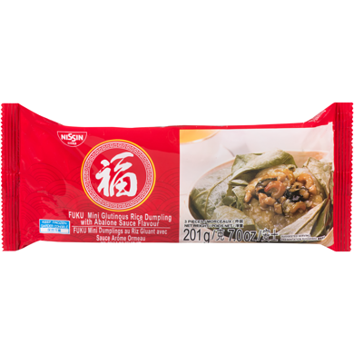 Nissin Mini dumplings au riz gluant avec sauce arôme ormeau 201 g, 2,23 $/100g