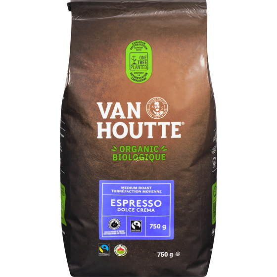 Van Houtte Signature Fairtrade Whole Bean Coffee Medium Roast Espresso Dolce Crema 750 g 750 g, $4.40/100g