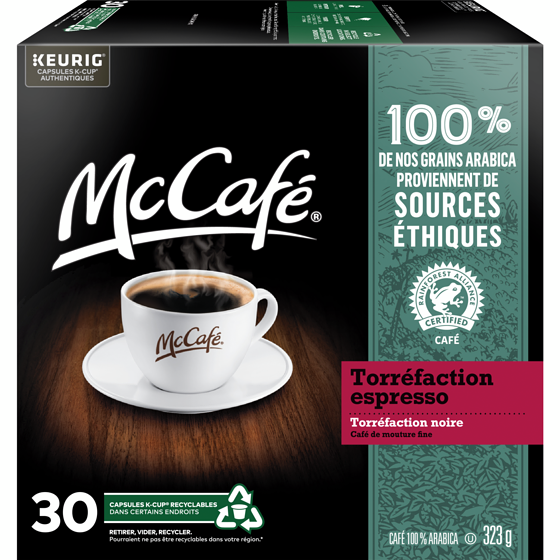 McCafé Capsules K-Cup de café Espresso de qualité supérieure McCafé, torréfaction foncée, 30 unités 30 ea, 1,07 $/1ch