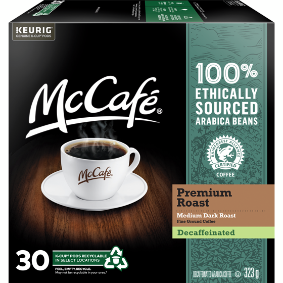 McCafe Premium Medium Dark Roast, Decaf, K-Cup Coffee Pods, 30 Count 30 ea, $0.95/1ea