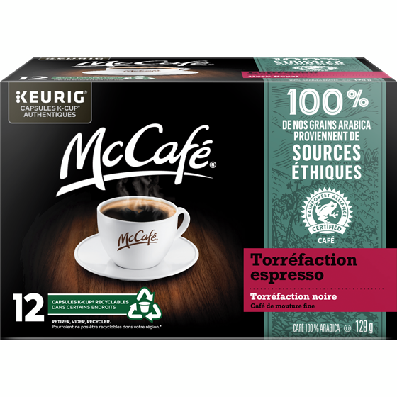 McCafé McCafé Espresso Capsules De Café K-Cup, 12 Unités, Provenant De Sources Éthiques, Pour Les Cafetières Keurig 12 ea, 1,42 $/1ch