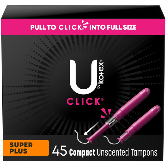 U by Kotex Click Compact Tampons, Super Plus, Unscented, 45 Count 45 ea, $0.37/1ea