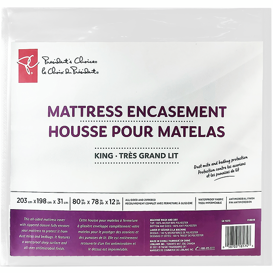 President's Choice President's Choice King Mattress Encasement 1 ea, $54.00/1ea