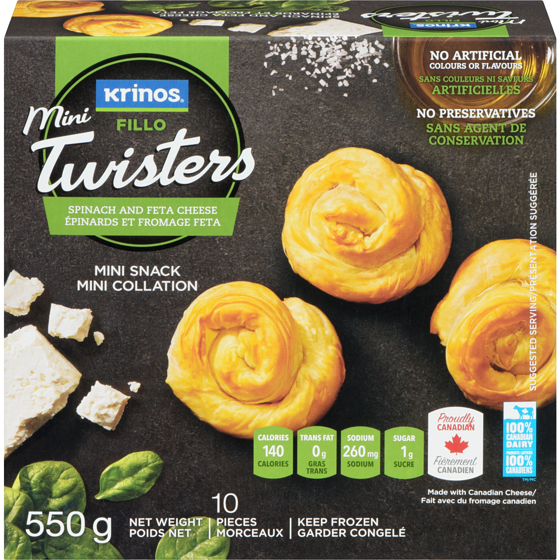 Krinos Fillo Twisters Spinach 550 g, $1.54/100g