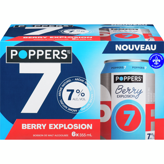 Poppers Boisson de malt alcoolisée (Pièce d’identité requise au moment du ramassage) 6x355.0 ml, 0,66 $/100ml