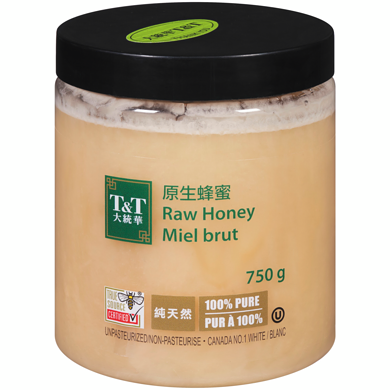 T&T Miel brut 750 g, 2,00 $/100g