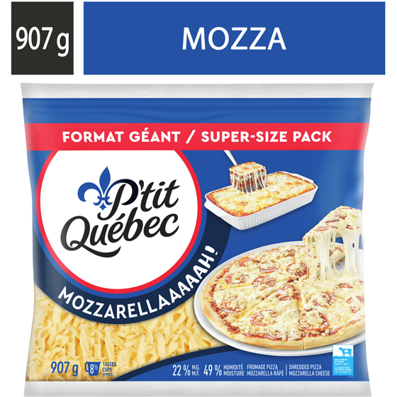P'tit Québec Mozzarellaaaaah! Shredded Cheese 907 g, $2.20/100g