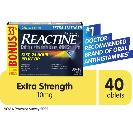 Reactine Extra Strength Tablets 40 ea, $0.72/1ea