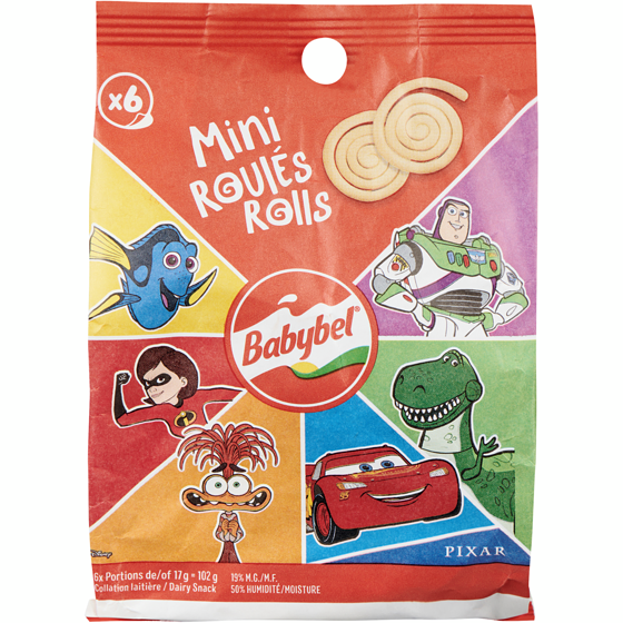 Babybel Dairy Snack Rolls 19% M.F. 6 Portion x 17 g 102 g, $5.38/100g