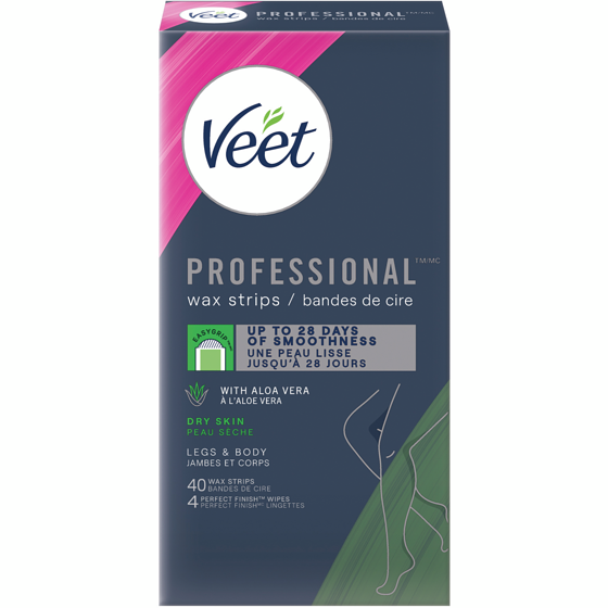 Veet Professional Wax Strips, Aloe Vera, Legs & Body, Dry Skin 40 ea, $0.50/1ea