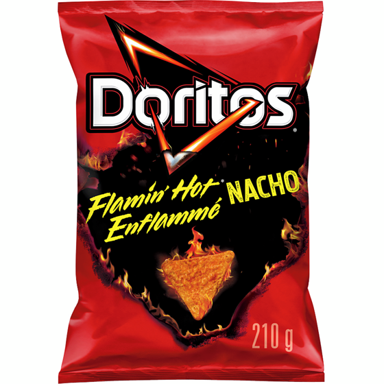 Doritos Chips tortilla aromatisées Nacho Enflammé 210 g, 1,90 $/100g