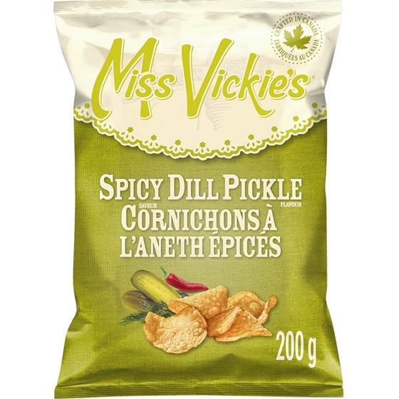 Miss Vickie’s Croustilles cuites à la marmite Saveur Cornichons à l’aneth épicés 200g 200 g, 2,50 $/100g