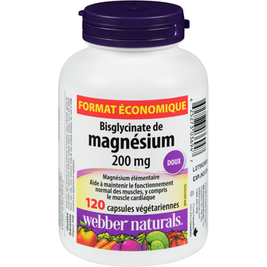 Webber Naturals Bisglycinate De Magnésium 200 Mg Format Économique 120 ea, 0,15 $/1ch