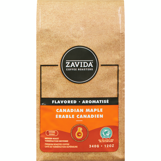 Zavida Canadian Maple Coffee ground medium Roast 340 g, $5.00/100g