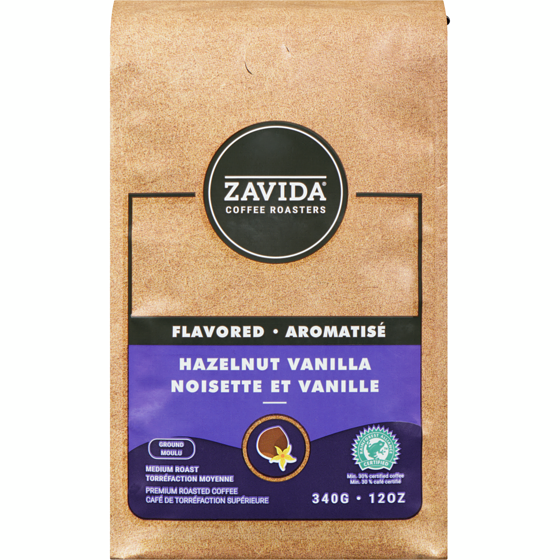 Zavida Hazelnut Vanilla Coffee Ground Medium Roast 340 g, $5.00/100g