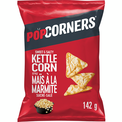 PopCorners Croustilles de maïs soufflé aromatisées Style maïs à la marmite Sucré-salé 142g 142 g, 2,46 $/100g