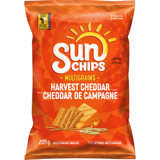 Sunchips Harvest Cheddar flavour Multigrain Snacks 205 g, $2.44/100g