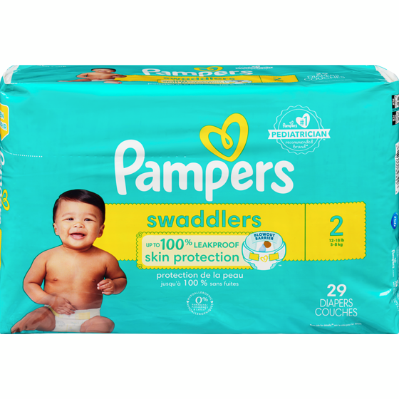 Pampers Couches Pampers Swaddlers, taille 2, 29 couches 29 ea, 0,64 $/1ch