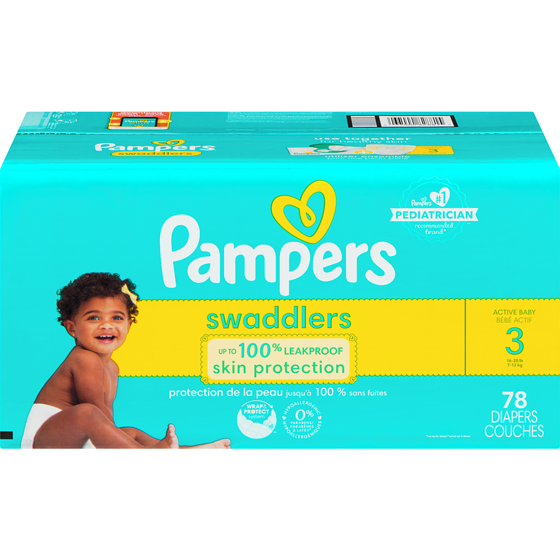 Pampers Couches Swaddlers, taille 3, 78 couches 78 ea, 0,45 $/1ch