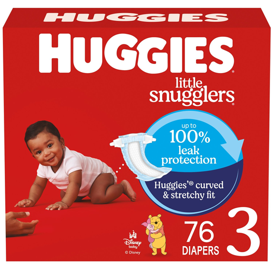 Huggies Little Snugglers Baby Diapers, Size 3 (16-28 lbs), 76 Ct 76 ea, $0.47/1ea