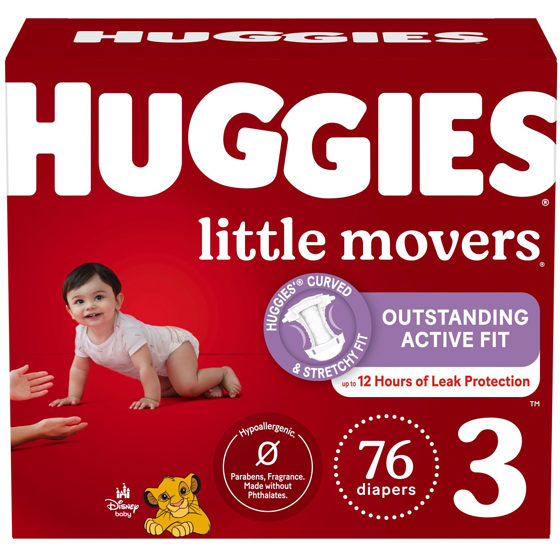 Huggies Little Movers Baby Diapers, Size 3 (16-28 lbs), 76 Ct 76 ea, $0.47/1ea