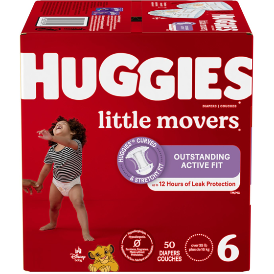 Huggies Couches pour bébés Little Movers, taille 6, 50 couches 50 ea, 0,66 $/1ch