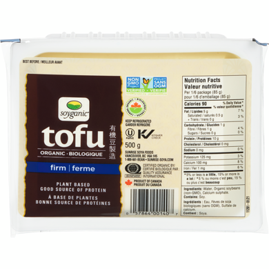 Soyganic Tofu ferme biologique 500 g, 0,90 $/100g