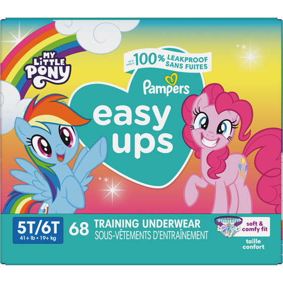 Pampers Sous-vêtements d’entraînement Easy Ups à l’effigie de Peppa Pig, taille 7 (5T-6T), 68 sous-vêtements 68 ea, 0,65 $/1ch