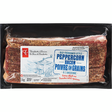le Choix du Président Bacon au poivre en grains à l'ancienne 1 kg, 1,95 $/100g