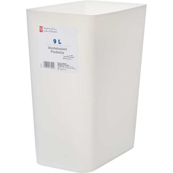 President's Choice 9L Wastebasket White 1 ea, $10.00/1ea