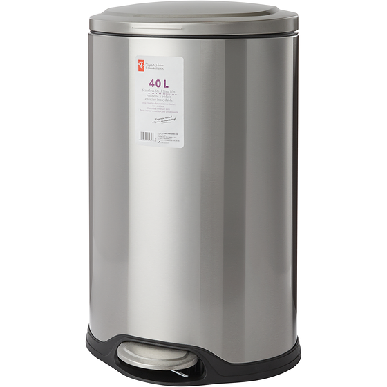 President's Choice 40L Stainless Steel Step Bin 1 ea, $60.00/1ea