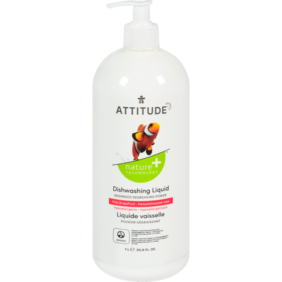 Attitude Nature + Technology Dishwashing Liquid Pink Grapefruit 1 l, $0.85/100ml