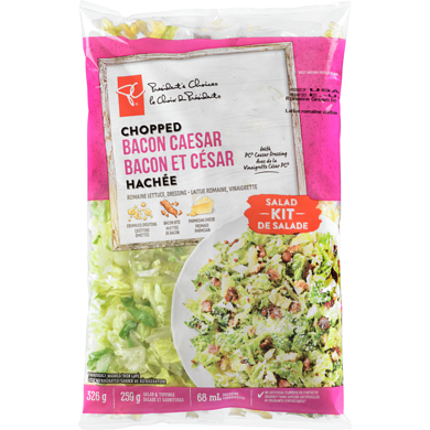 President's Choice Bacon Caesar Chop Salad Kit 326 g, $2.14/100g