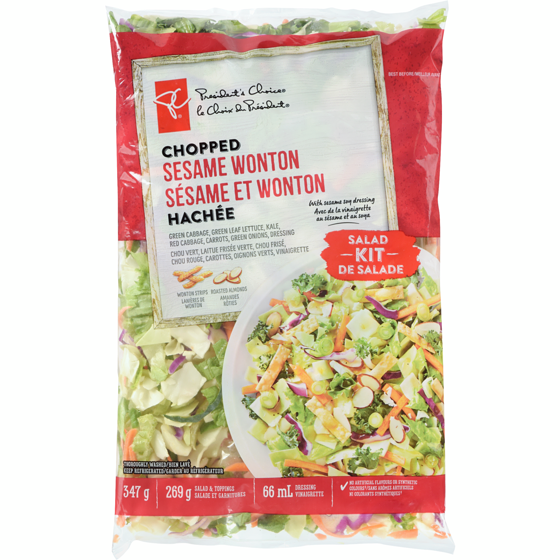 President's Choice Sesame Wonton Chopped Salad Kit 347 g, $1.87/100g