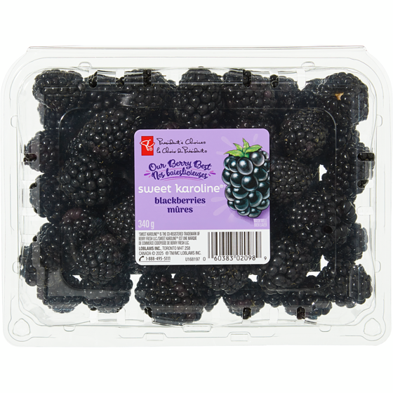 President's Choice Sweet Karoline® Blackberries, Pint 340 g, $2.79/100g